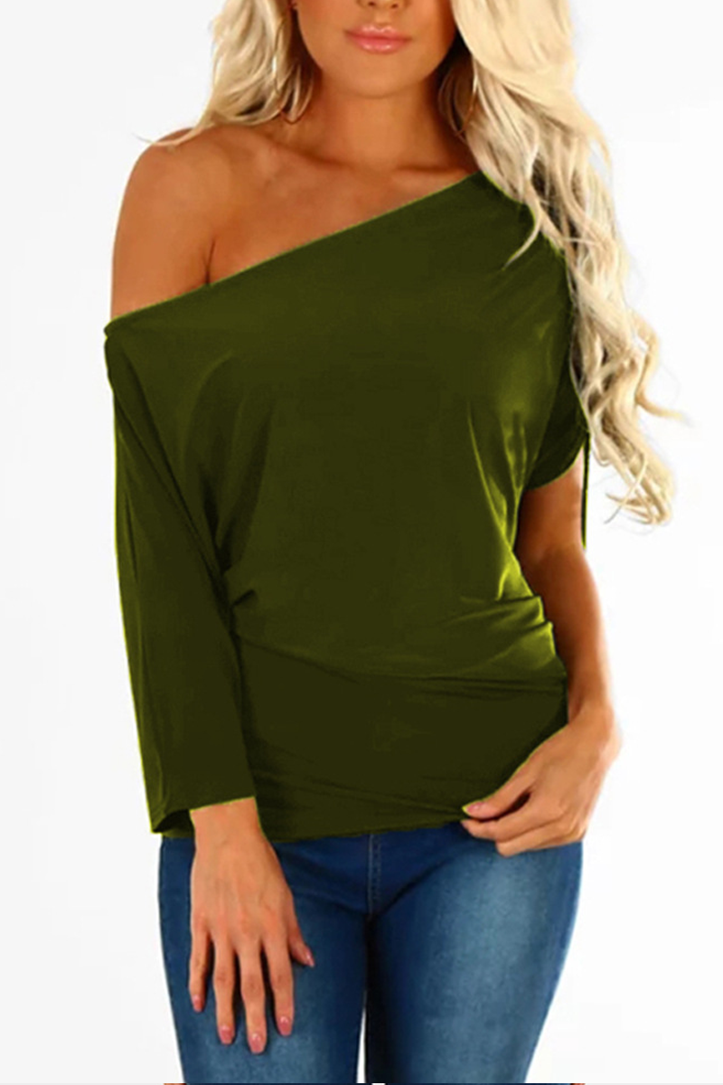Florcoo Off One Shoulder Comfy Essential T-shirt Top - Fashionpara
