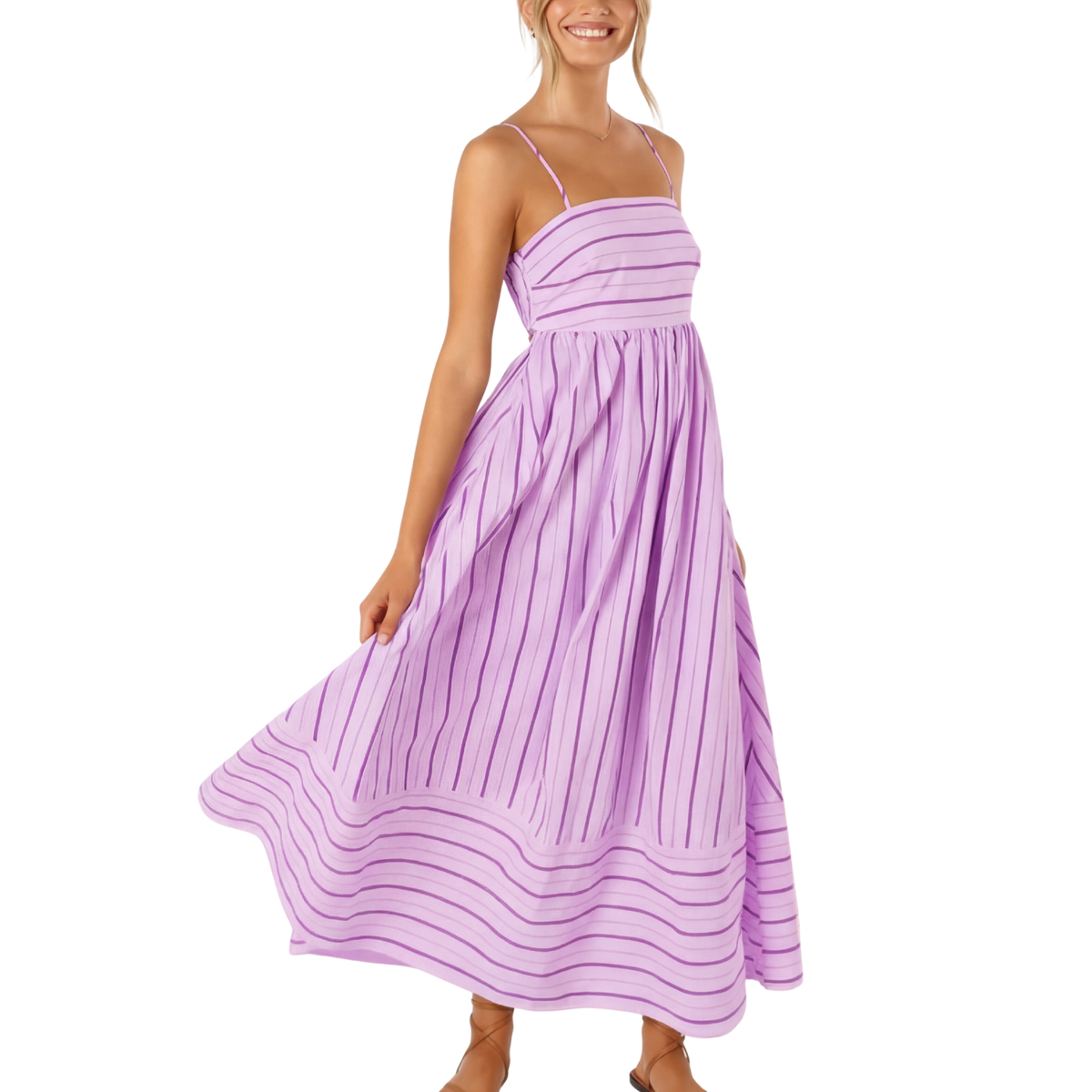 Striped Spaghetti Strap Tiered Maxi Dress 5