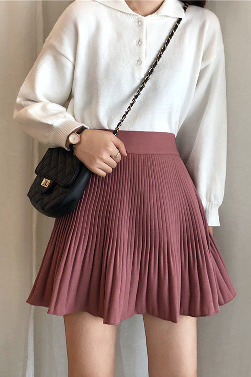 High Waist Solid A-Line Mini Skirts - Fashionpara