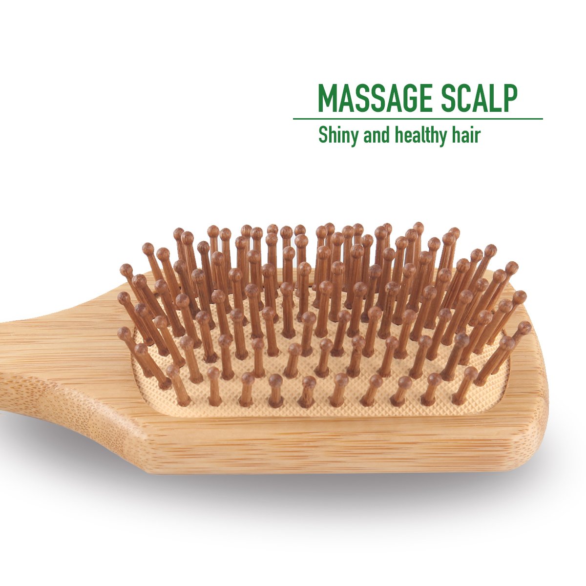 Natural Bamboo Paddle Hair Brush Square Small