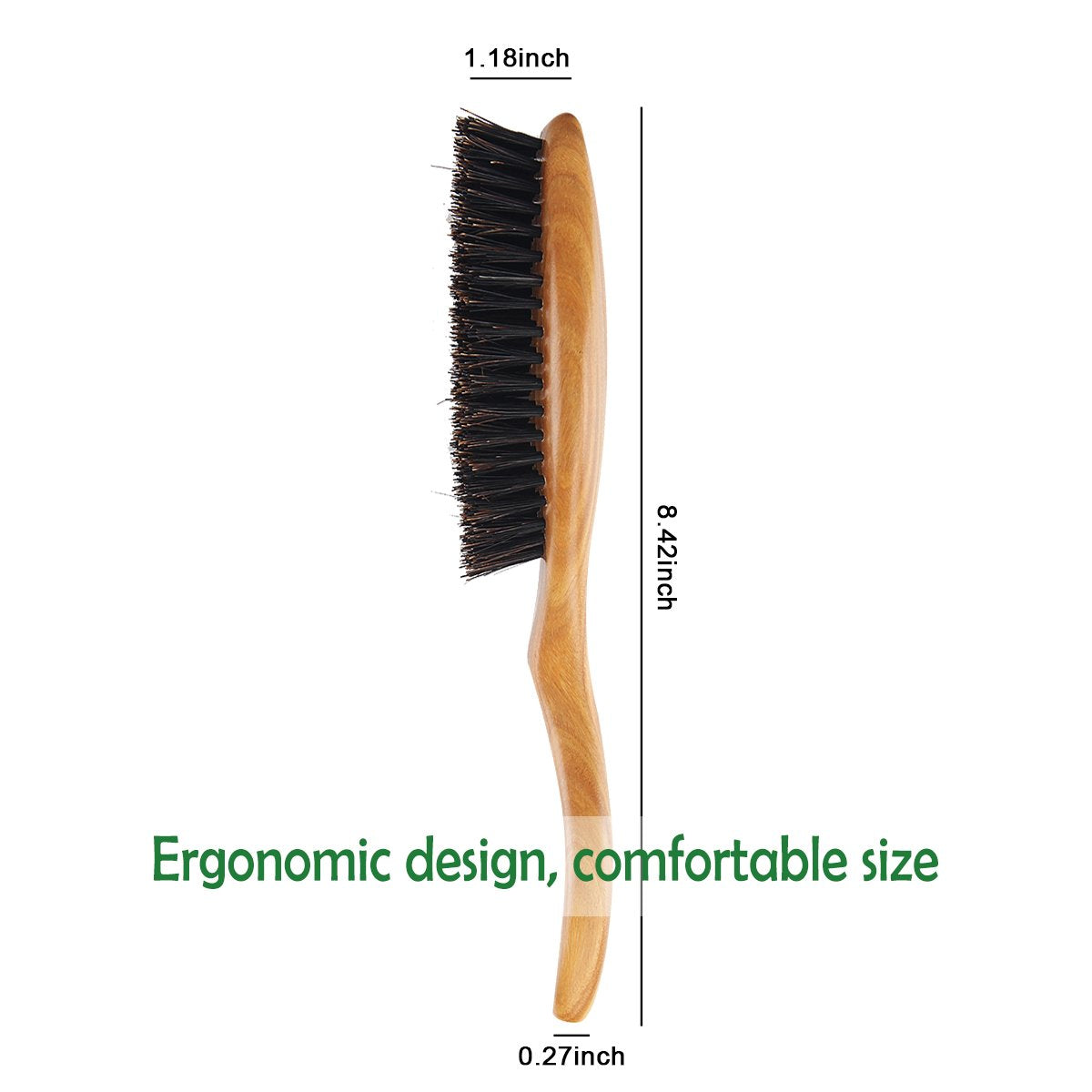 Green Sandalwood Boar Bristle Hair Brush Set