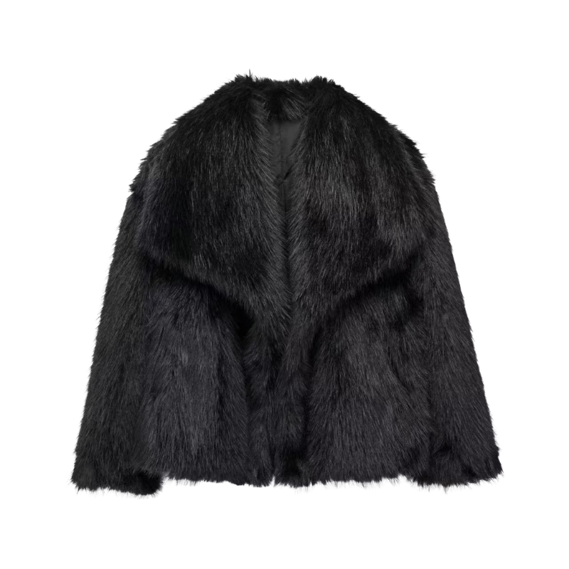 Faux Fur Shawl Collar Cropped Coat 4