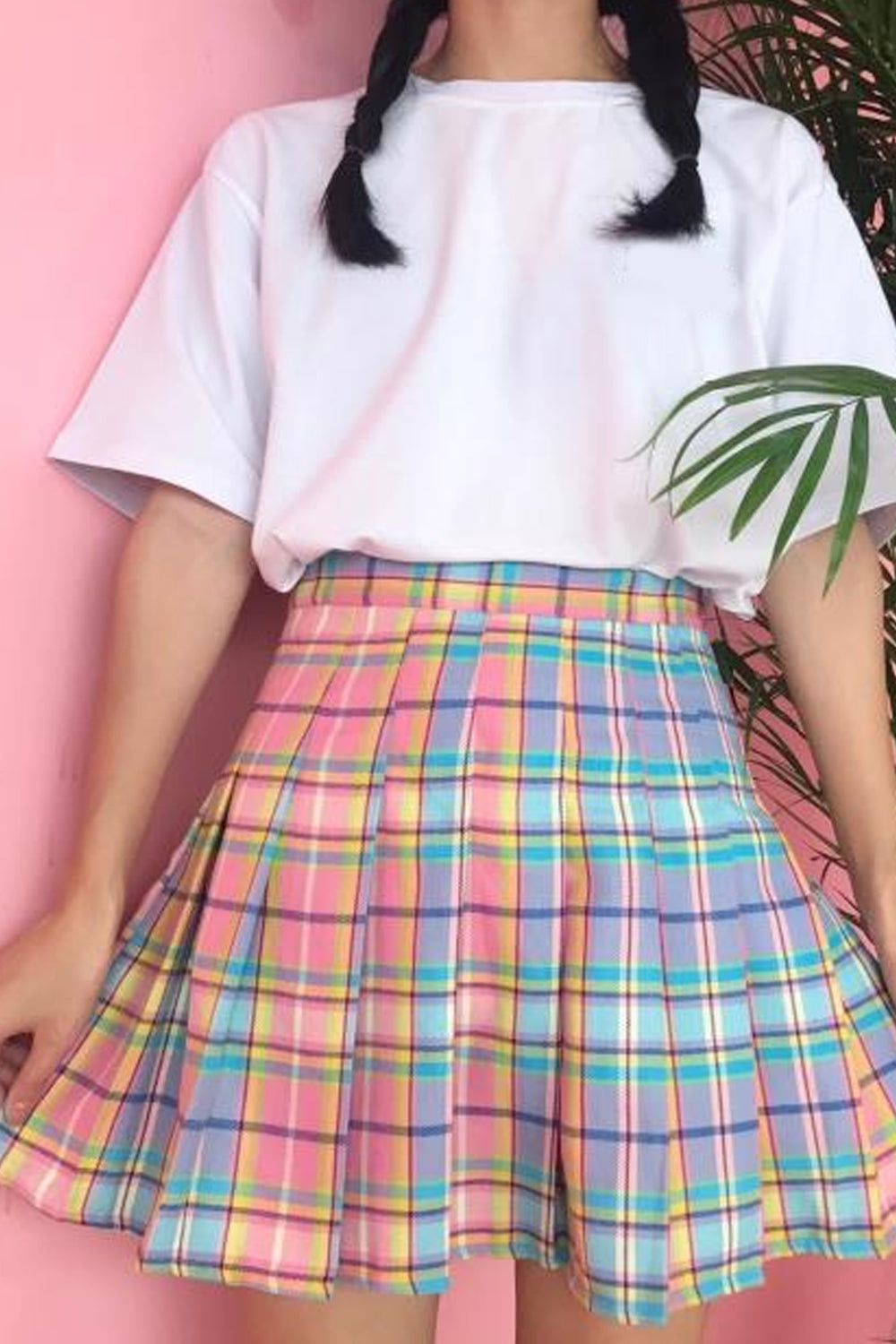 High Waist Cute Pastel Rainbow Mini Skirts - Fashionpara