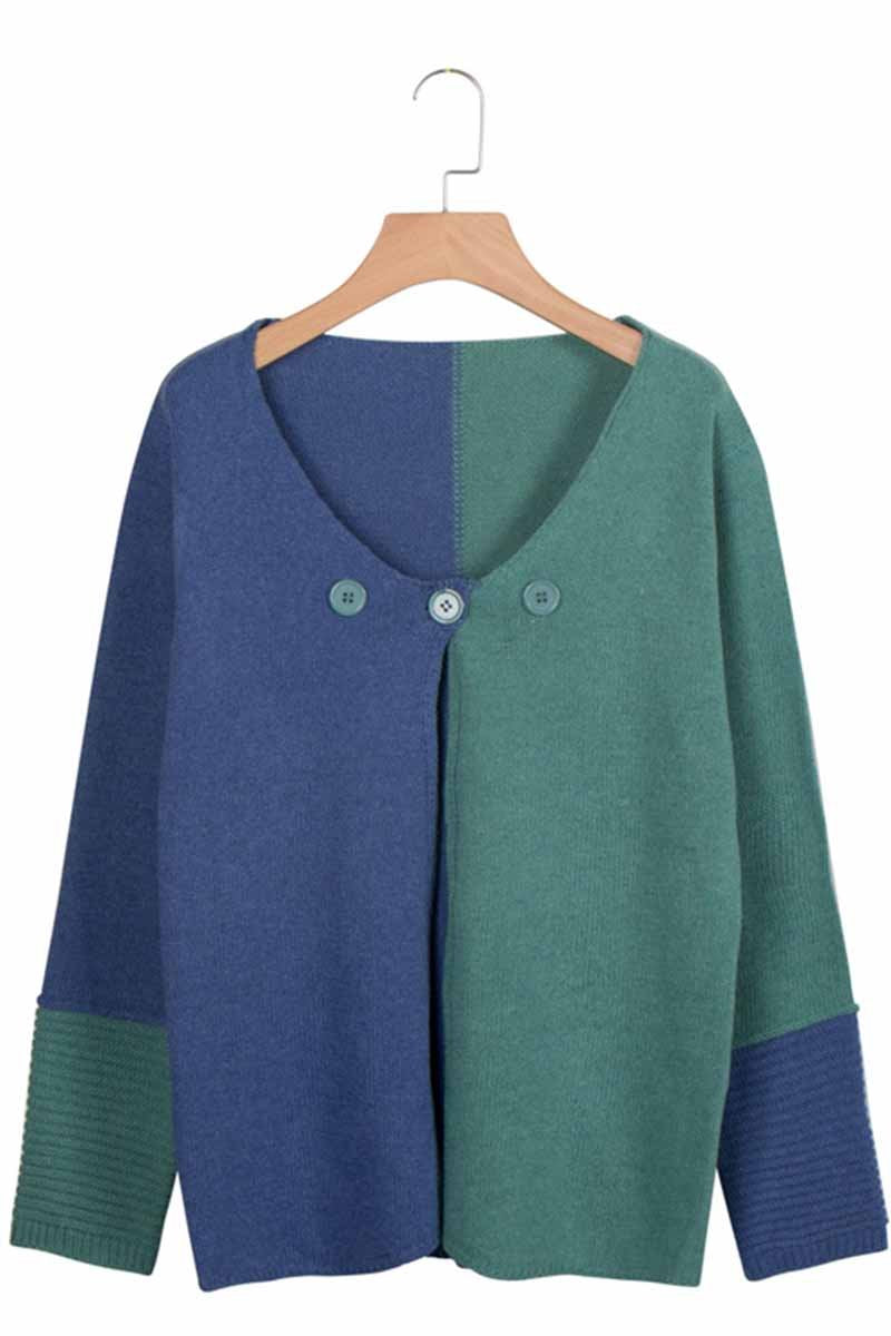 Florcoo Elegant Loose Stitching Knitted Sweater for All-Day Comfort