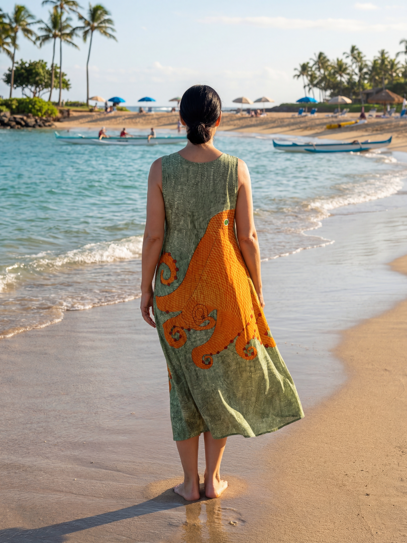 Octopus Print Sleeveless Midi Dress 5