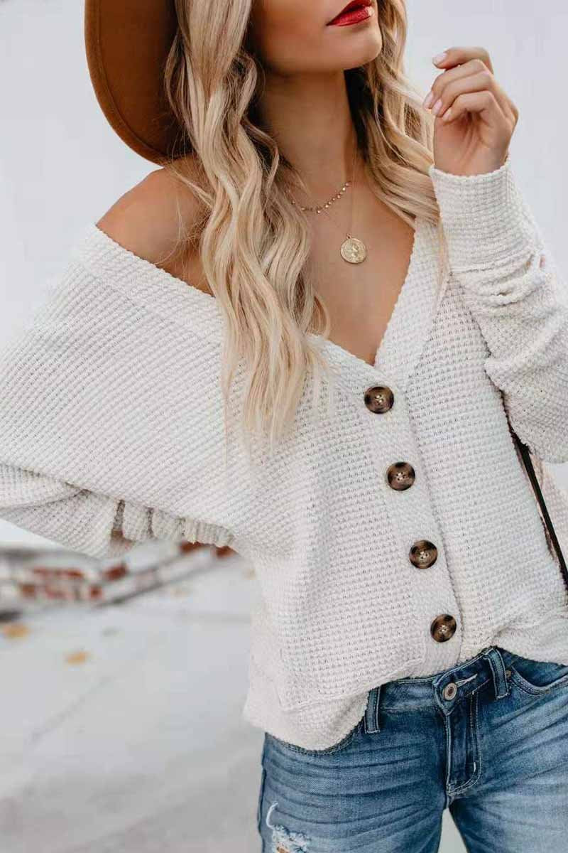 Florcoo V-Neck Bat Sleeve Sweater for Effortless Style