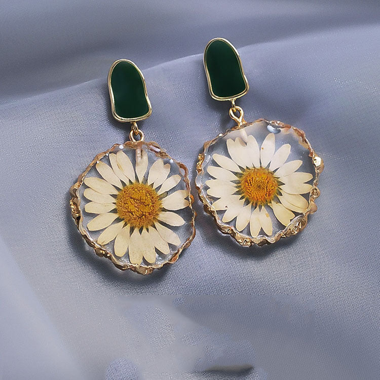 Small Daisy Dried Flower Earrings