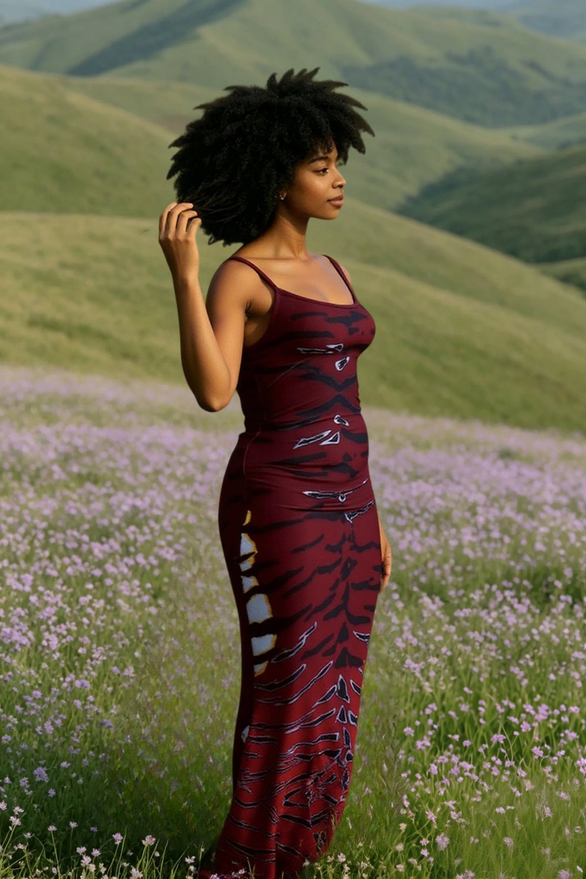 Animal Print Scoop Neck Spaghetti Strap Mermaid Dress