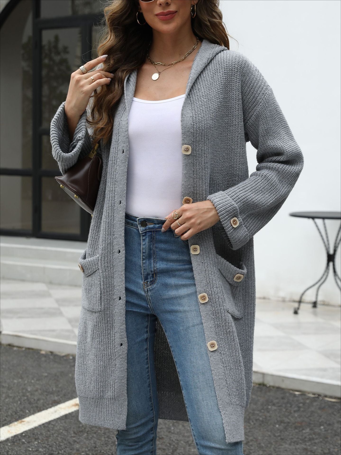 Elegant V-Neck Loose Knit Cardigan for Stylish Comfort