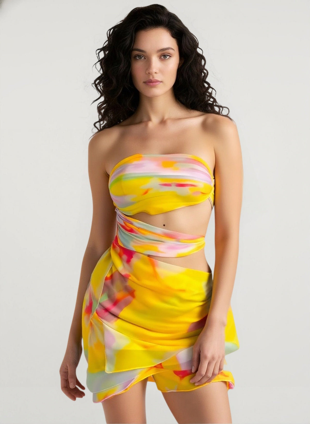 Abstract Print Strapless Bandeau Two-Piece Set