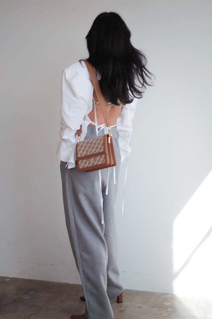 Cutout Back Vintage Blouse