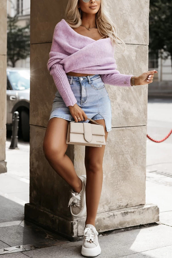 Lady Rin Off Shoulder Knit Poncho Sweater for Cozy Style