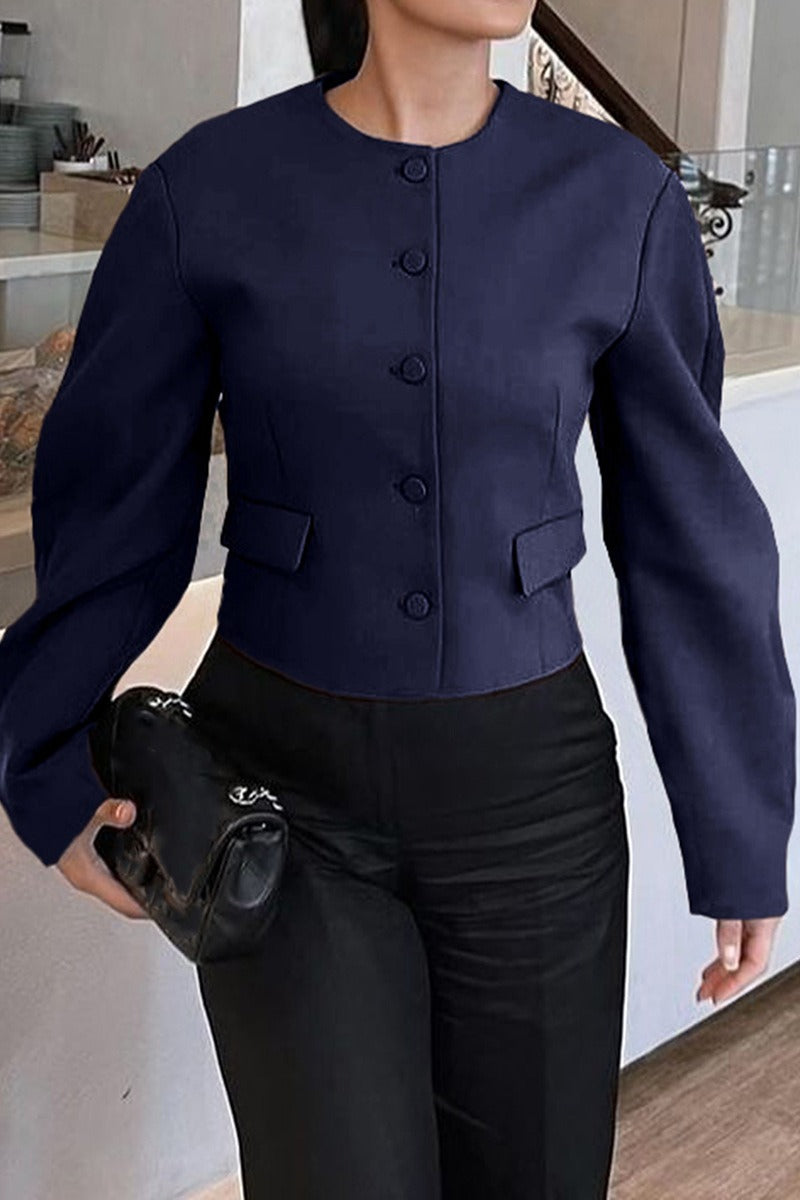 Resort Solid Color Long Sleeve Coat - Fashionpara