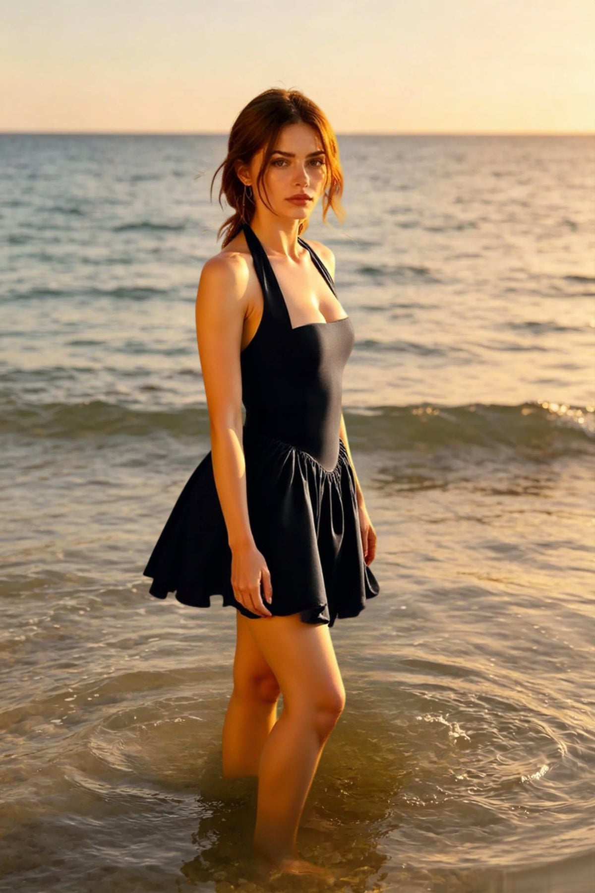 Halter Square Neck Bubble Hem Mini Dress 5