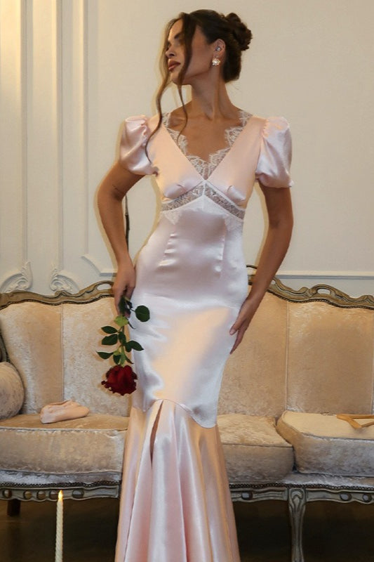 Deep V-Neck Lace Dress