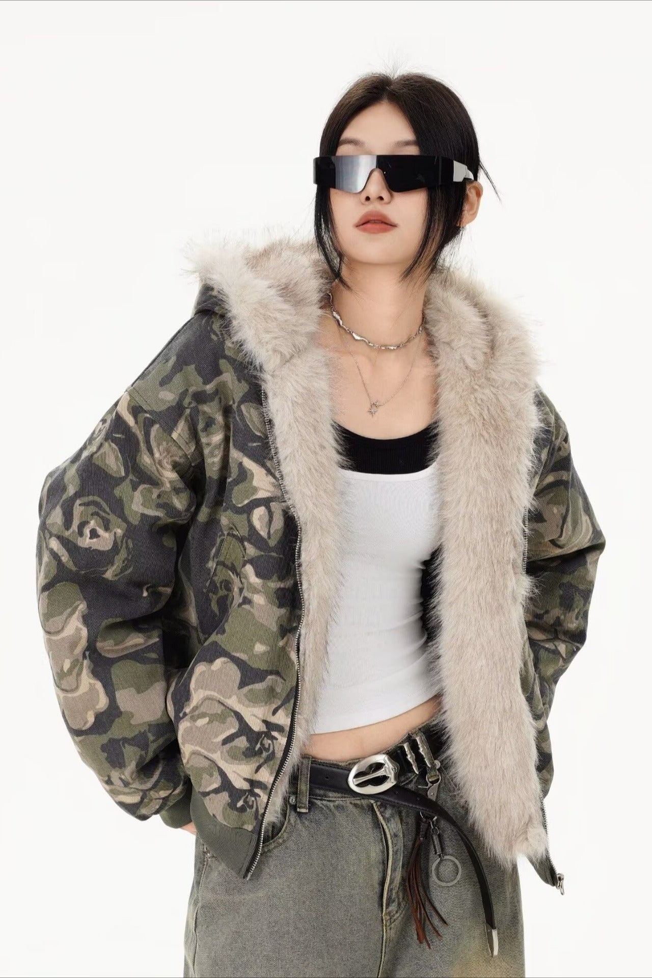 Thickened Hooded Camo Puffer Coat - Fashionpara