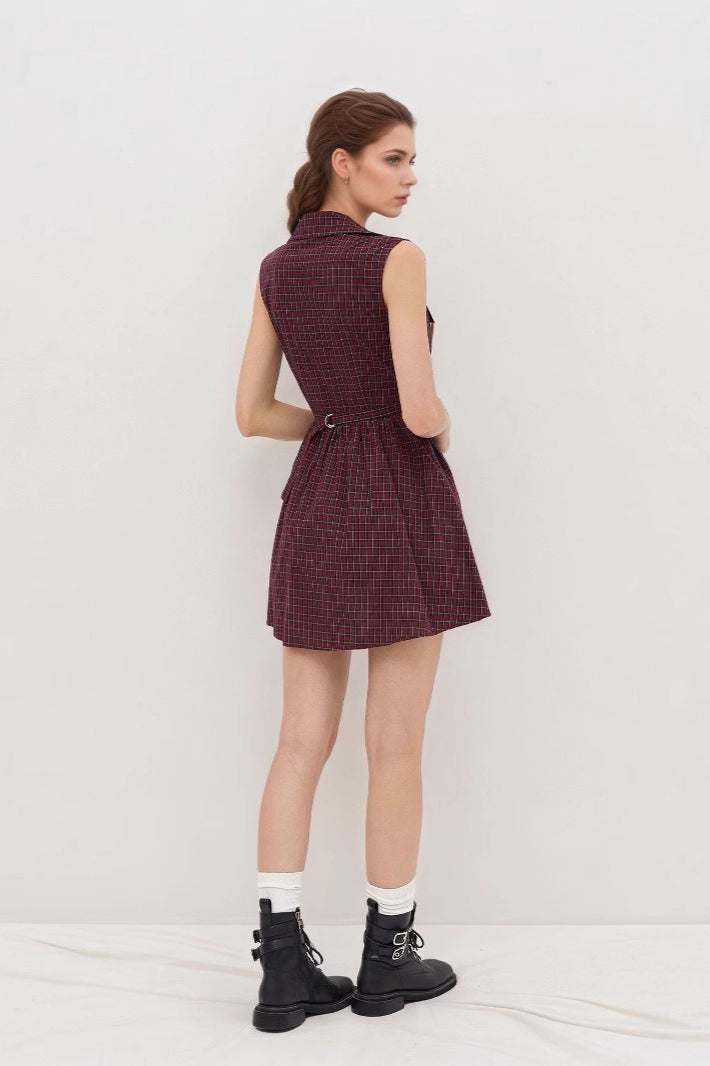 Vintage Plaid Halter Work Dress