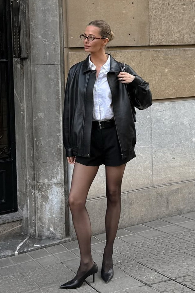 Retro Black Leather Moto Jacket 4