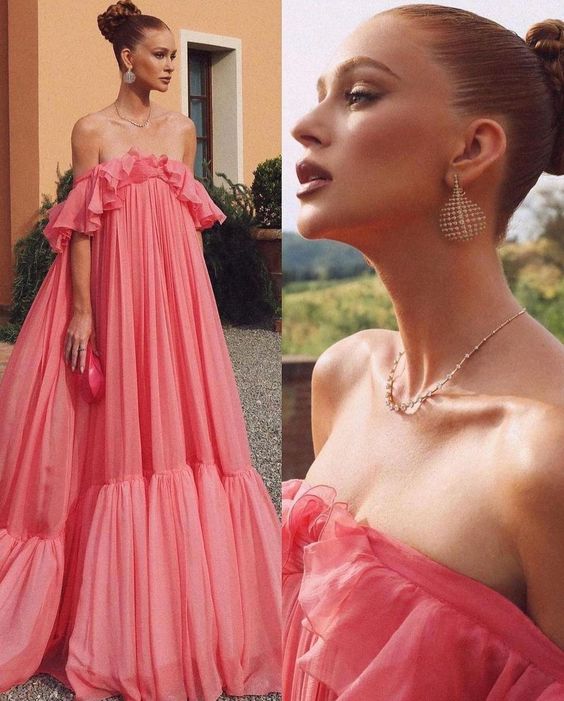 Pink long formal prom dress, long evening party Gown - Fashionpara