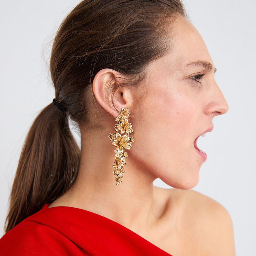 Flaxmaker Metal Floral Earrings