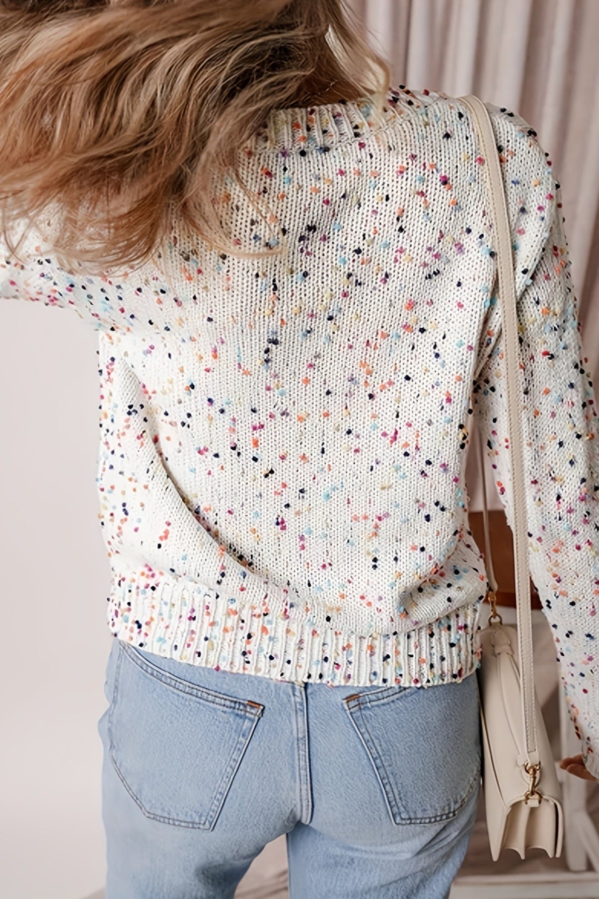 Multicolor Fleck Round Neck Cardigan