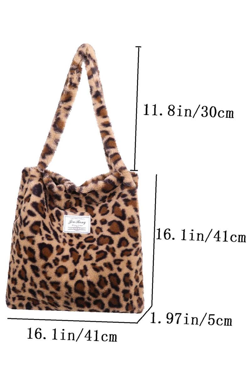 Leopard Fluffy Tote Bag - Fashionpara