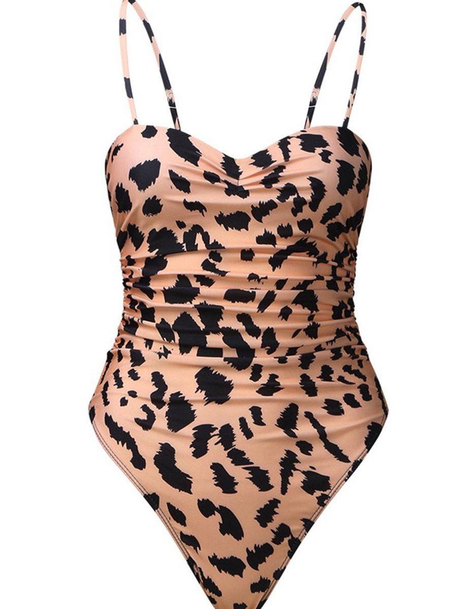 Leopard Bandeau One-piece Swimsuit - Fashionpara