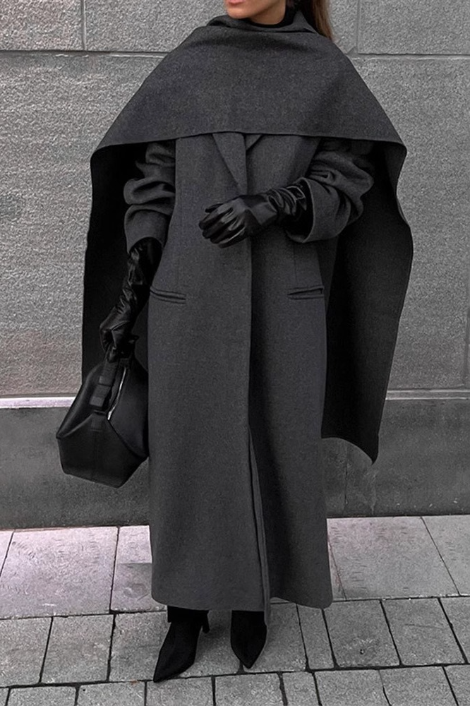 Shawl Collar Extra Long Wool Chic Overcoat - Fashionpara