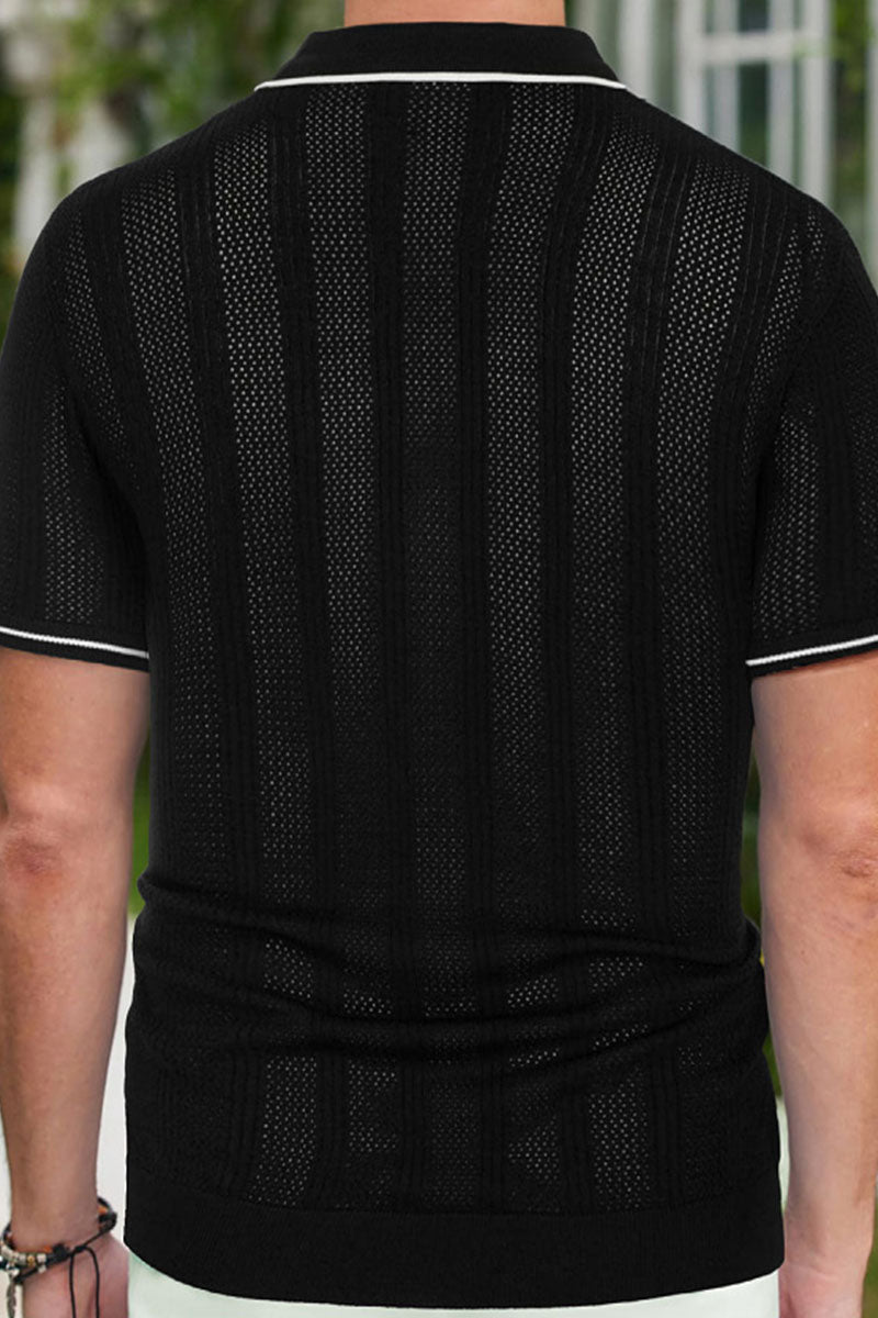 Uniqshe Men's Icy Silk Short Sleeve Cardigan Sweater