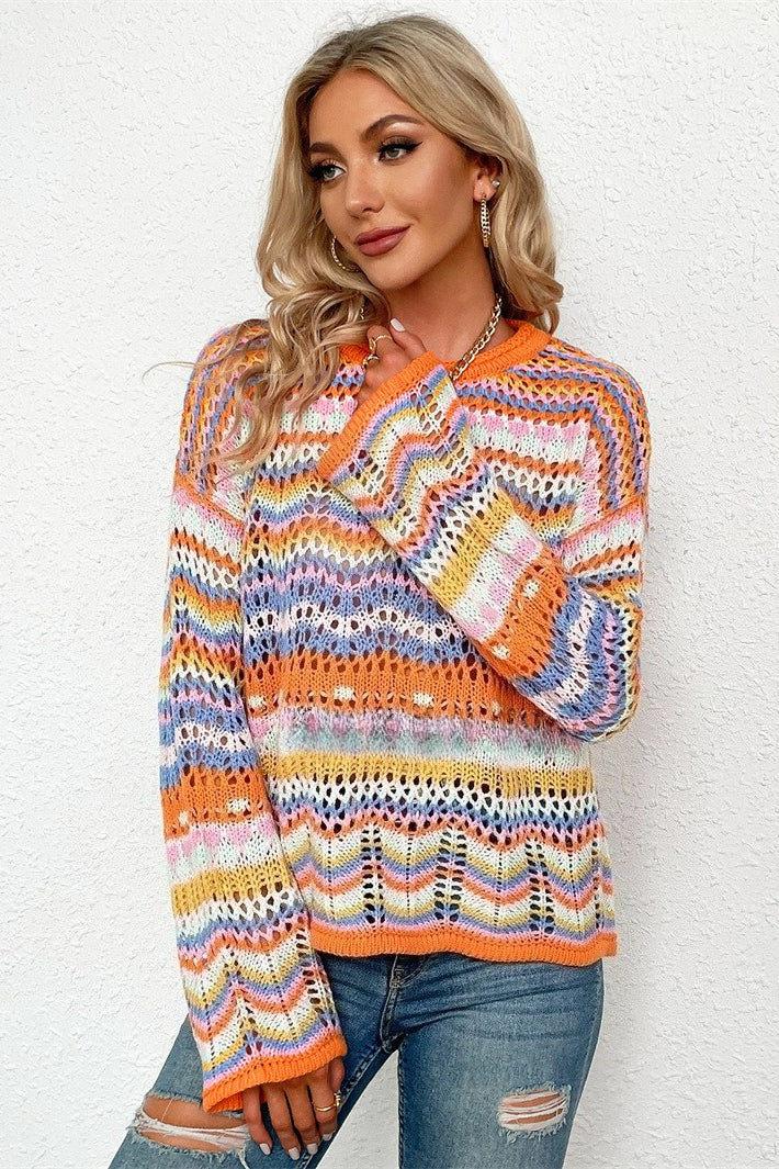 Casual Colorblock Knit Sweater