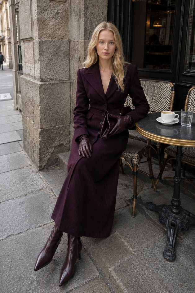Notched Collar Slim Overcoat