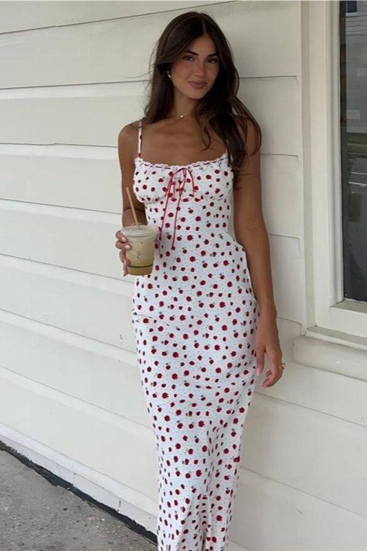 Rose Floral Cowl-Neck Ruched Bodycon Midi Dress