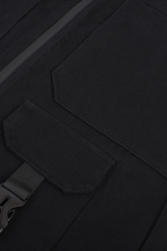 Black Cargo A-Line Mini Skirt