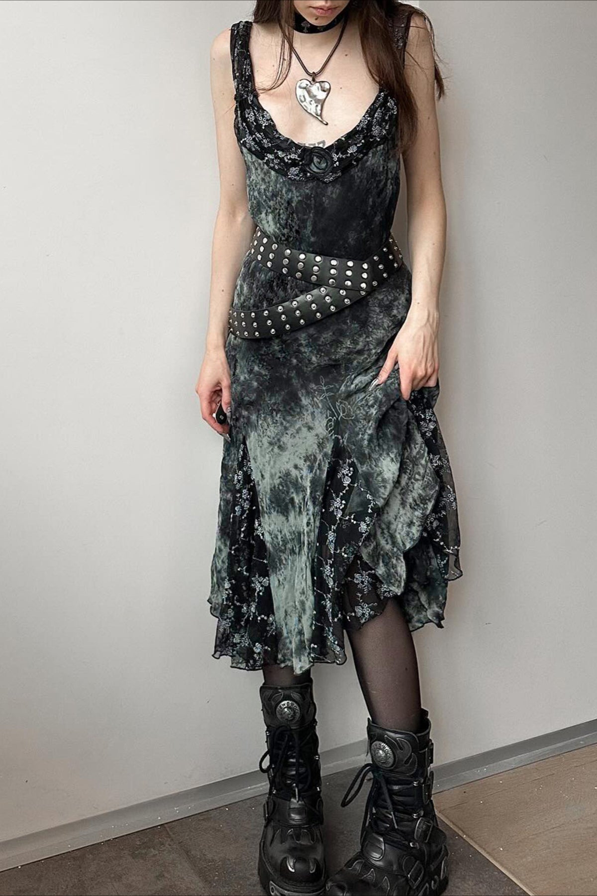 Vintage Gothic Ombre Floral Maxi Dress