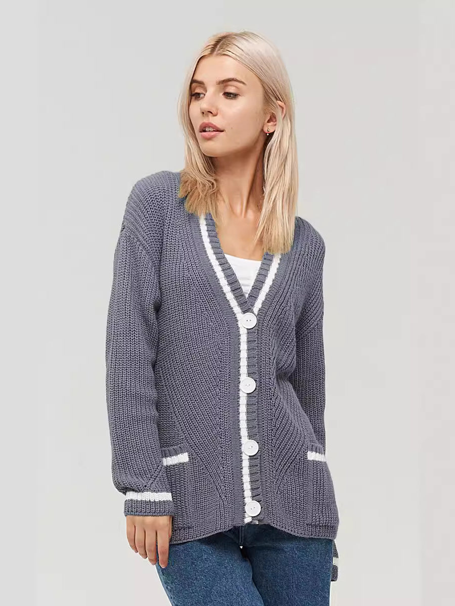 Sophisticated Colorblock Knit Cardigan for Stylish Layering