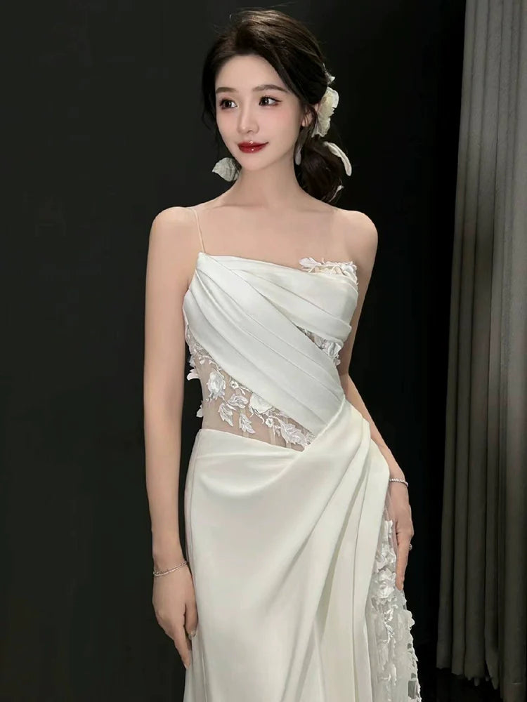 White Tulle Lace Long Wedding Dress Princess Bridal Gown