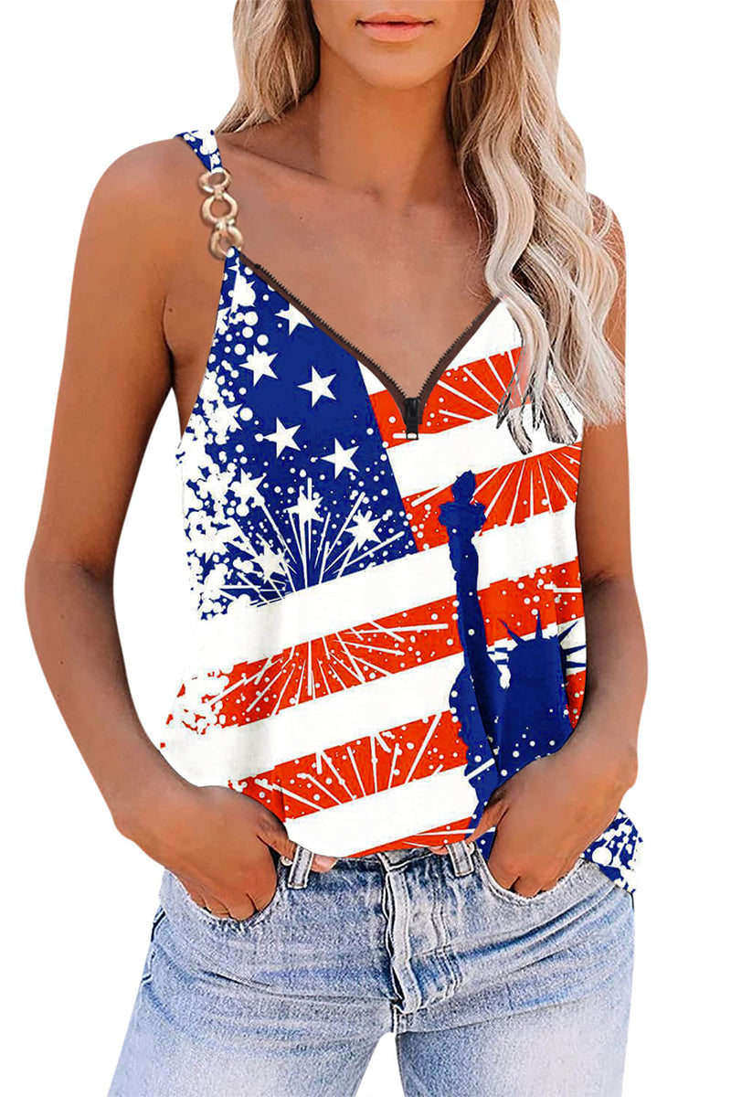 American Flag Print Casual Camisole  Fashionpara