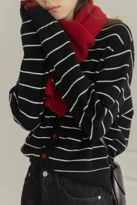 Colorblock Striped Casual Sweater