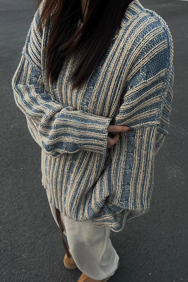 Retro Striped Knitted Sweater for Effortless Style and Comfort