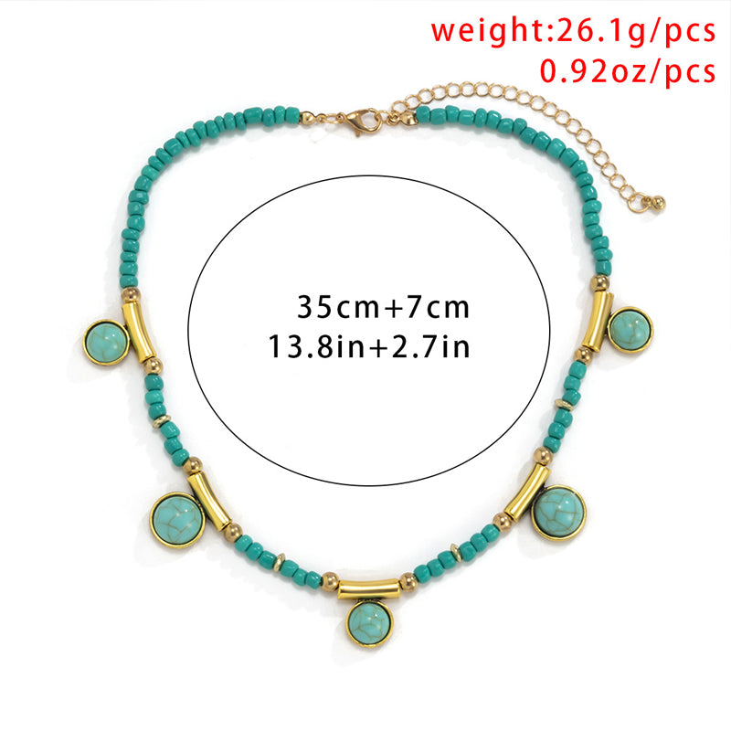 Antique Turquoise Tassel Pendant Necklace