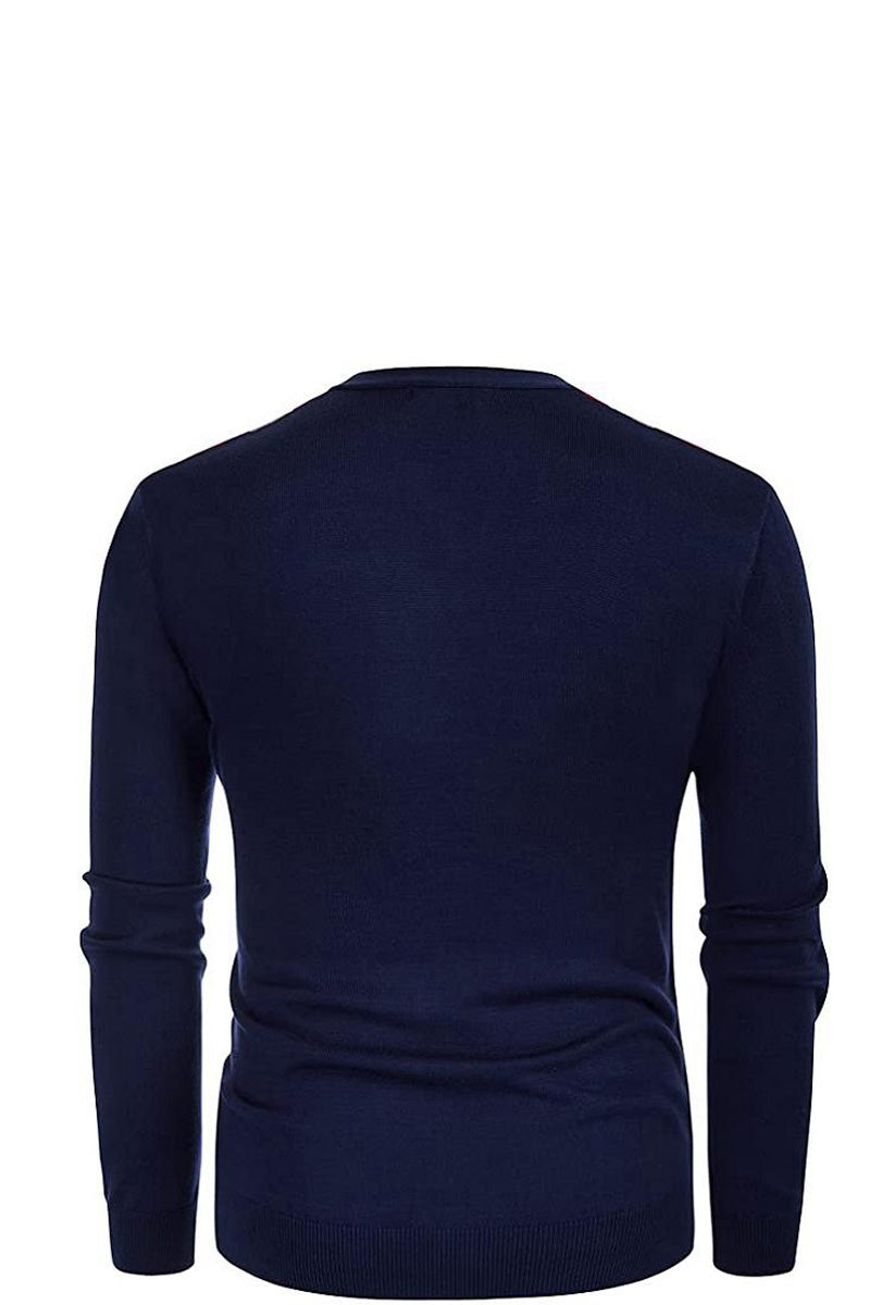 Men's V-Neck Long Sleeve Knitted Polo Cardigan  Fashionpara