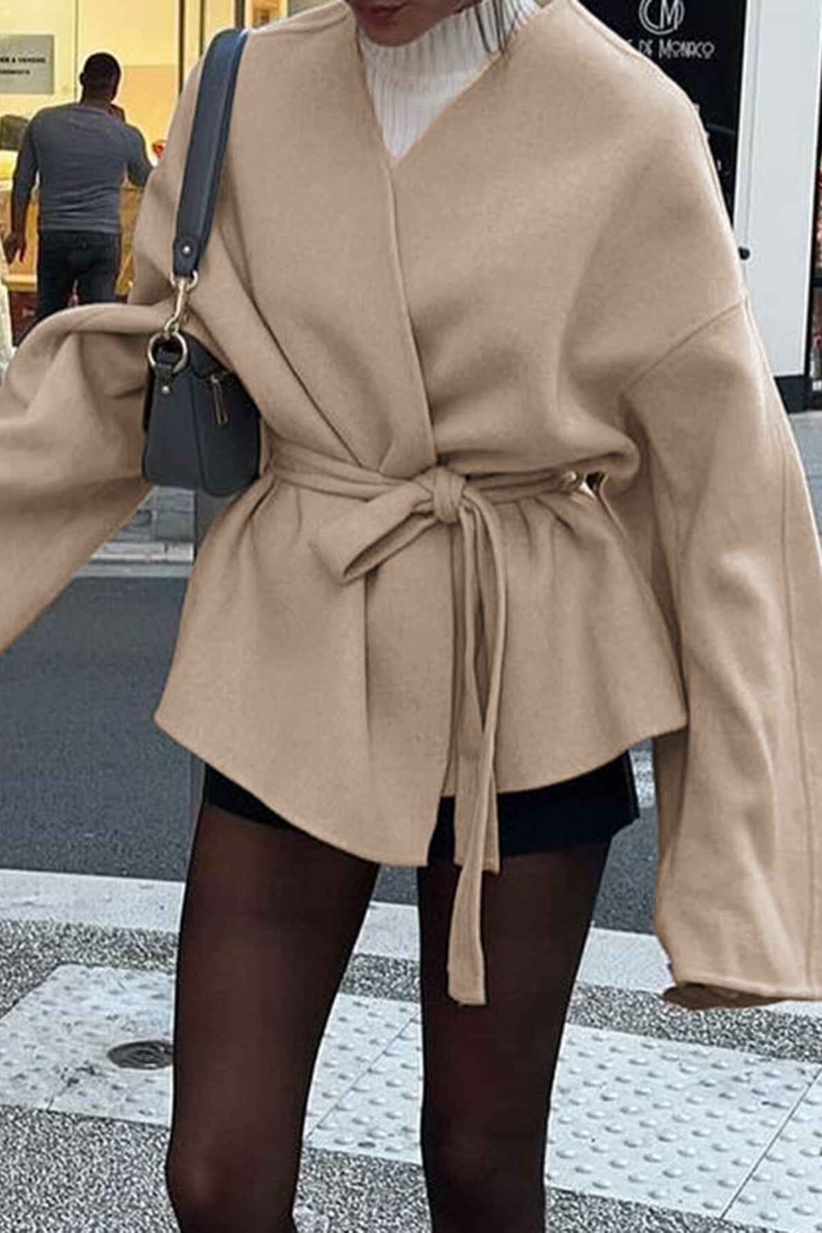 Tailored Long Sleeve Belted Trench Coat - Fashionpara