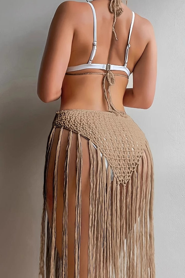 Cutout Versatile Vacation Fringe Cover Up Boho Dress - Fashionpara