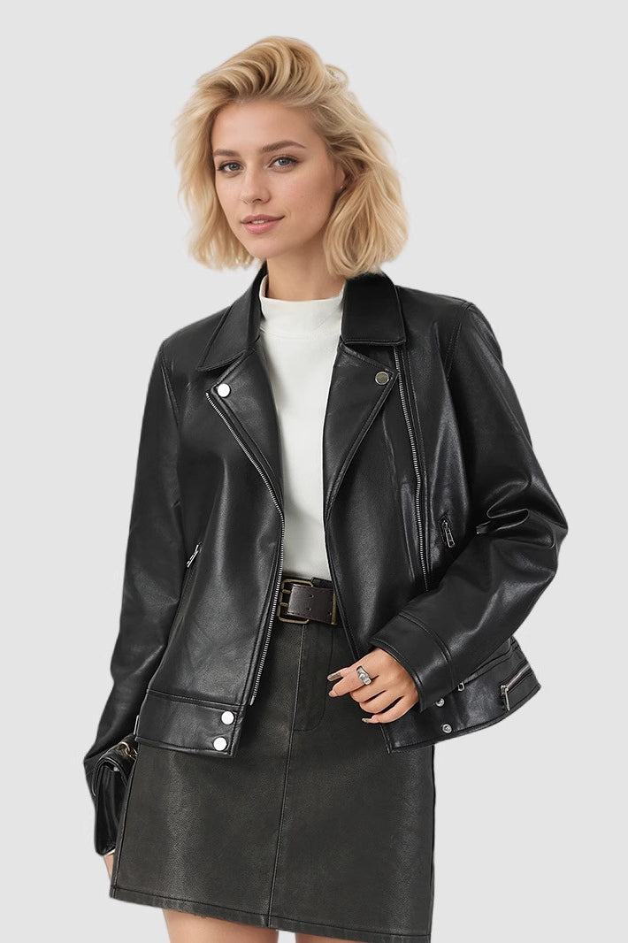 Chic Short PU Leather Coat for Effortless Style and Comfort