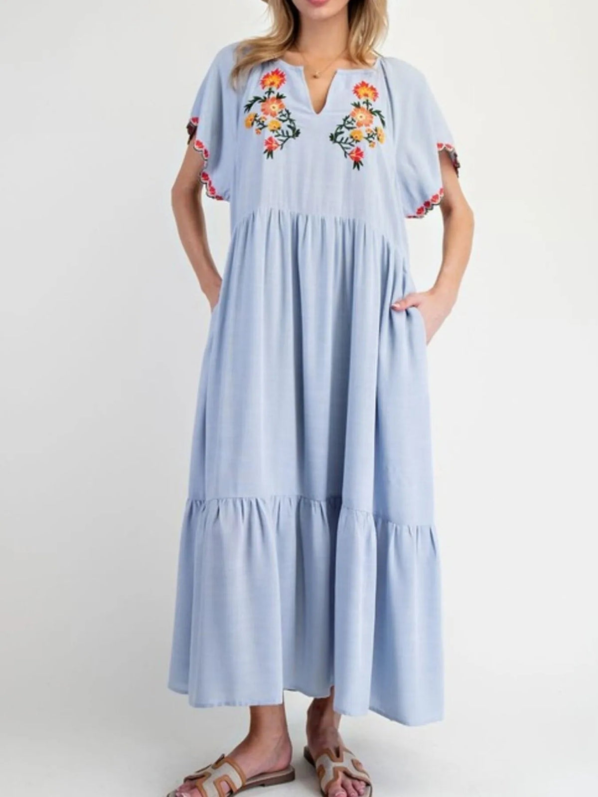 Floral Long Sleeve Midi Dress - View 3
