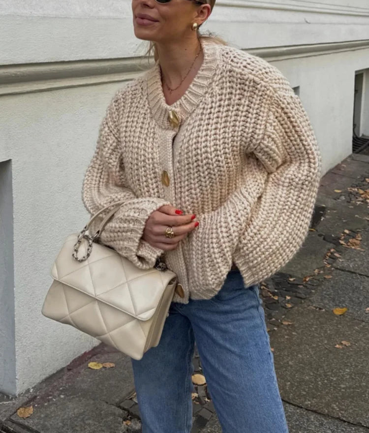 Casual O-Neck Long Sleeve Pocket Cardigan