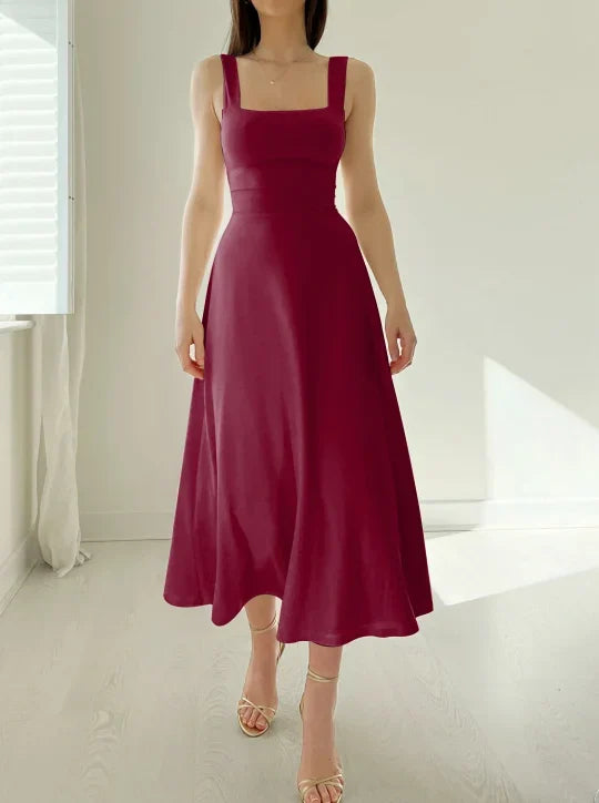 Square Neck Sleeveless A-Line Maxi Dress - View 5