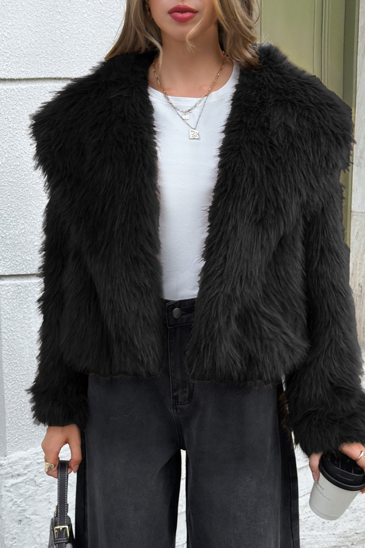 Casual Solid Plush Coat - Fashionpara