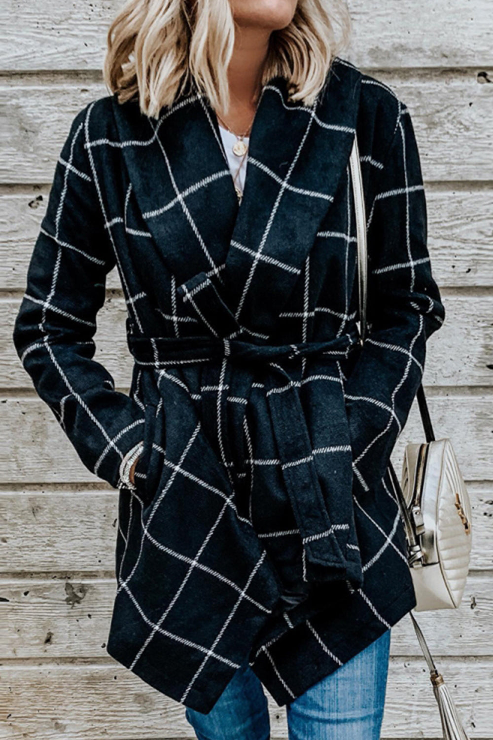 Elegant RadyRin Tweed Plaid Coat for Timeless Style