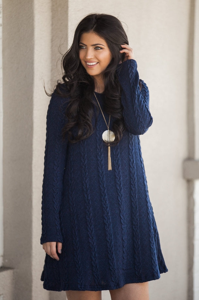 Elegant Plus Size Casual Sweater Dress in S-3XL Sizes